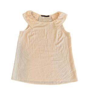 Zara Basic Off White Ruffle Sleeve Blouse Medium